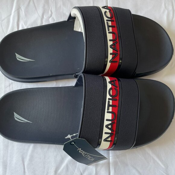 Nautica STUNSAIL TODDLER Comfort Flip Flop Slipper in Navy and Red, Size 9 US - Picture 3 of 8